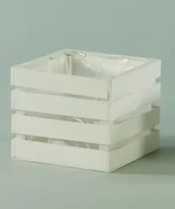 Cassette di legno bianche doghe larghe per piante vaso 14 cm