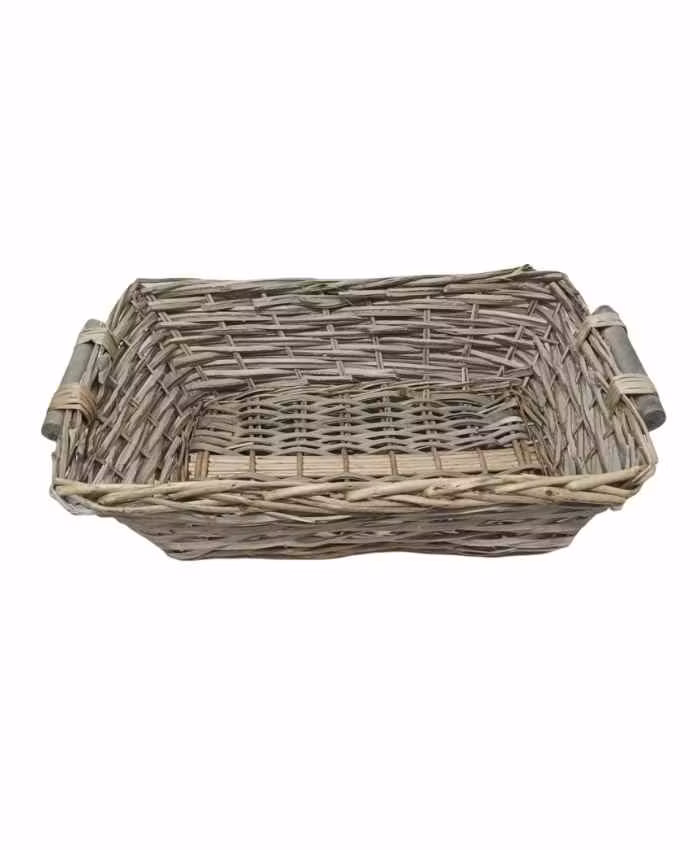 Cesto confezionamento rettangolare in vimini grigio cm 51×36 h 12