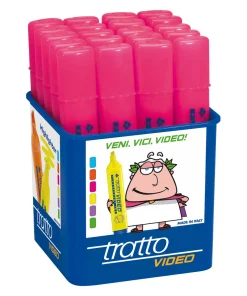 Evidenziatore a pennarello Tratto Video: rosa, punta scalpello, 1 – 5 mm, bar. da 20 pz.