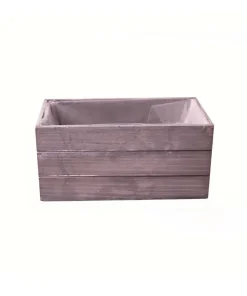 Cassette di legno shabby quadrate grigie doghe strette cm 20×10 h10