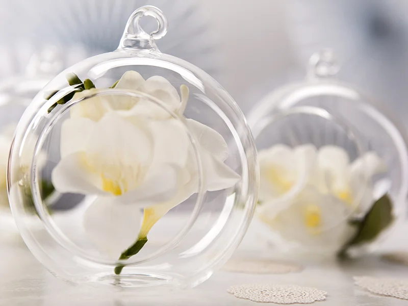 4 Sfere Vetro Tealight Con Nastrino (KS10) - immagine 7