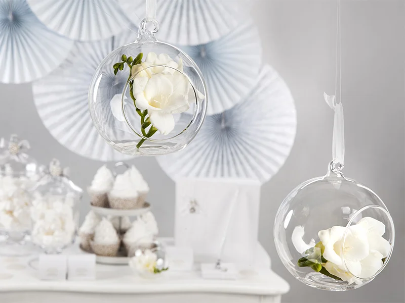 4 Sfere Vetro Tealight Con Nastrino (KS10) - immagine 6