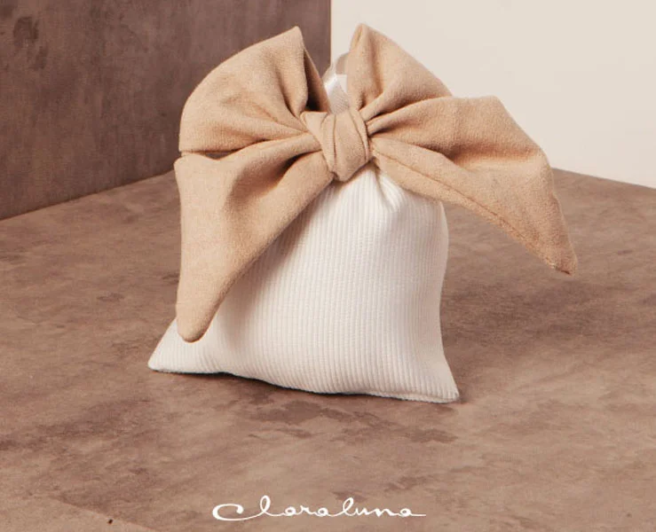 Sacchetto con fiocco tortora medio Claraluna