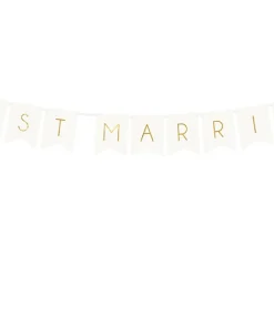 Banner Just Married Bianco Con Scritta In Oro (GRL68-008)